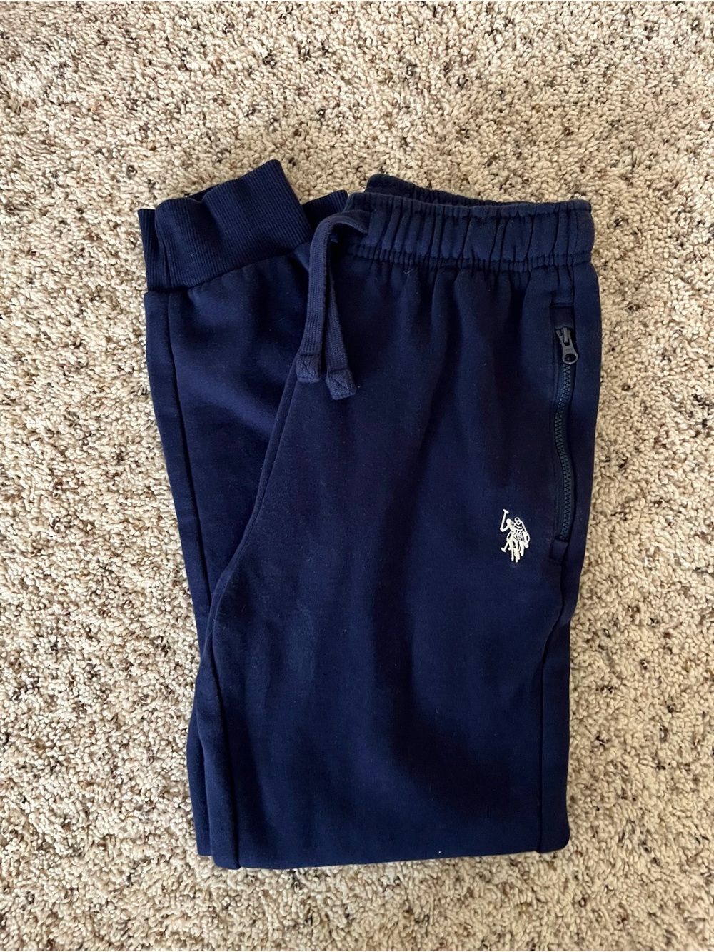 U.S. Polo Assn. Boys Navy Blue Sweatpants Large 10/12 Jogger Pants - Picture 1 of 2
